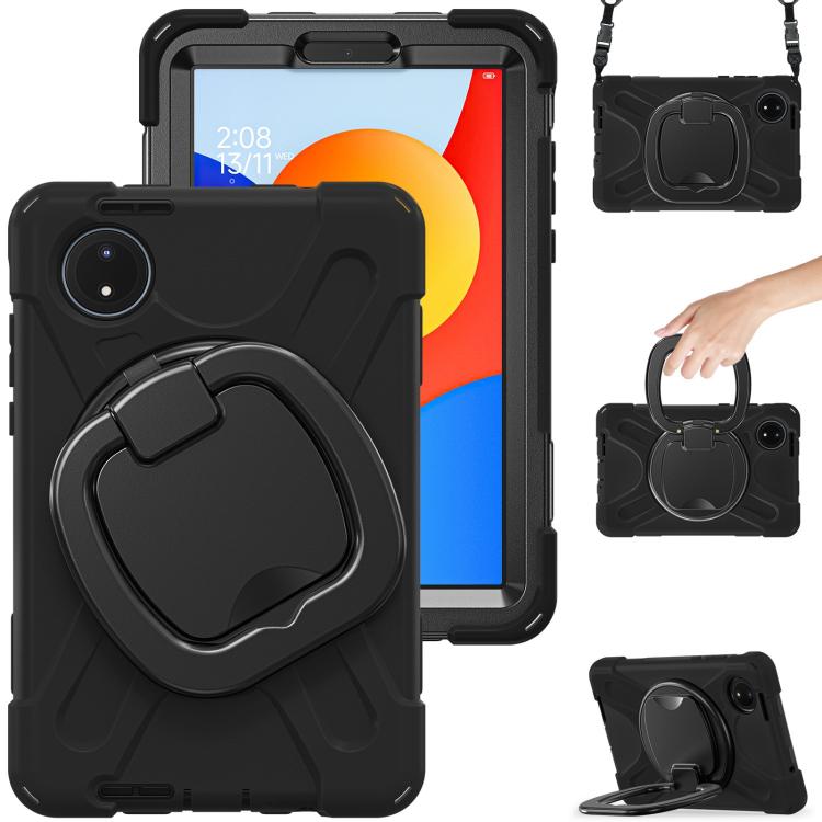 Funda Híbrida de Silicona para Tableta Xiaomi Redmi Pad Se 8.7 con Soporte y Correa para El Hombro (Negra)
