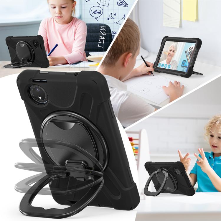 Funda Híbrida de Silicona para Tableta Xiaomi Redmi Pad Se 8.7 con Soporte y Correa para El Hombro (Negra)
