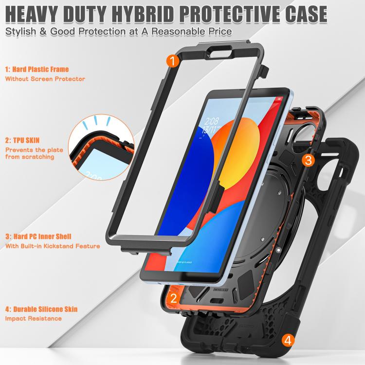 Funda Híbrida de Silicona para Tableta Xiaomi Redmi Pad Se 8.7 con Soporte y Correa para El Hombro (Negra)