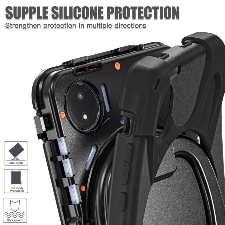Funda Híbrida de Silicona para Tableta Xiaomi Redmi Pad Se 8.7 con Soporte y Correa para El Hombro (Negra)