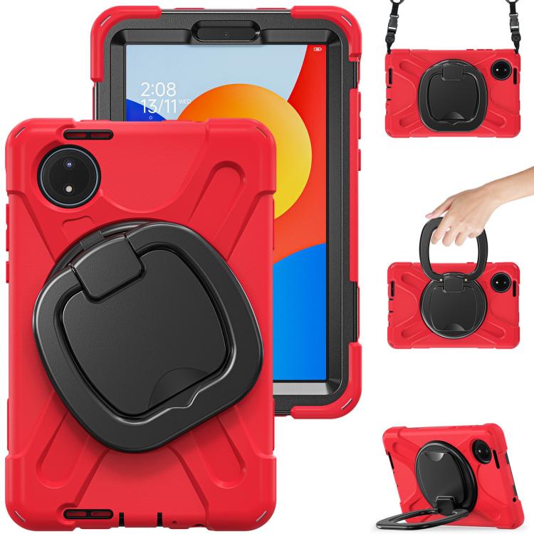 Funda Híbrida de Silicona para Tableta Xiaomi Redmi Pad Se 8.7 con Soporte y Correa para El Hombro (Roja)