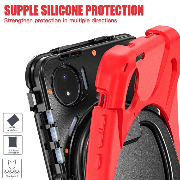 Funda Híbrida de Silicona para Tableta Xiaomi Redmi Pad Se 8.7 con Soporte y Correa para El Hombro (Roja)