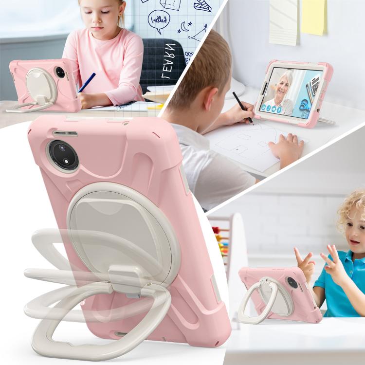 Funda Híbrida de Silicona para Tableta Xiaomi Redmi Pad Se 8.7 con Soporte y Correa para El Hombro (Rosa Cerezo)