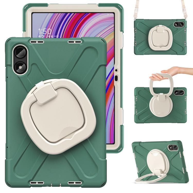Funda Híbrida de Silicona para Tableta Xiaomi Redmi Pad Pro 12.1 con Soporte y Correa para El Hombro (Verde Esmeralda)
