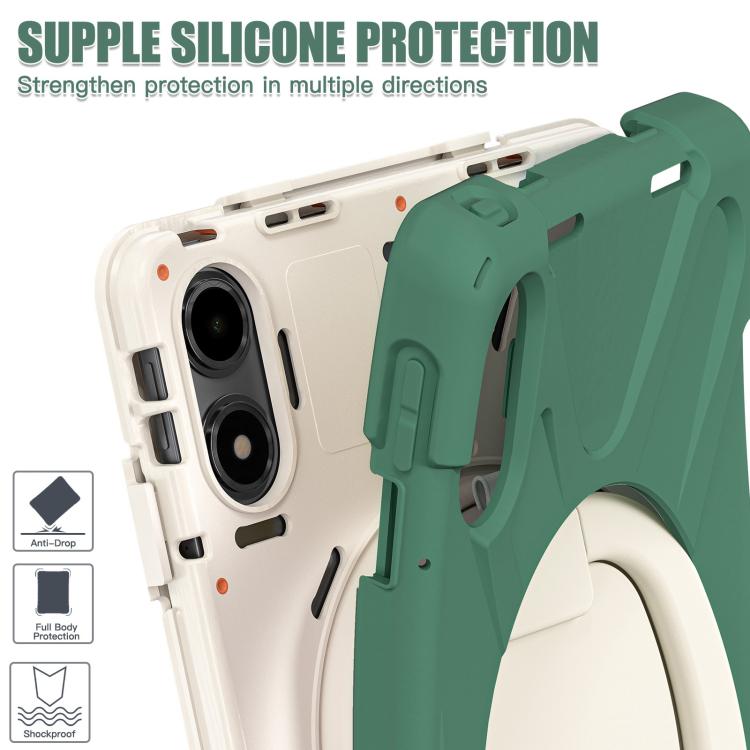 Funda Híbrida de Silicona para Tableta Xiaomi Redmi Pad Pro 12.1 con Soporte y Correa para El Hombro (Verde Esmeralda)