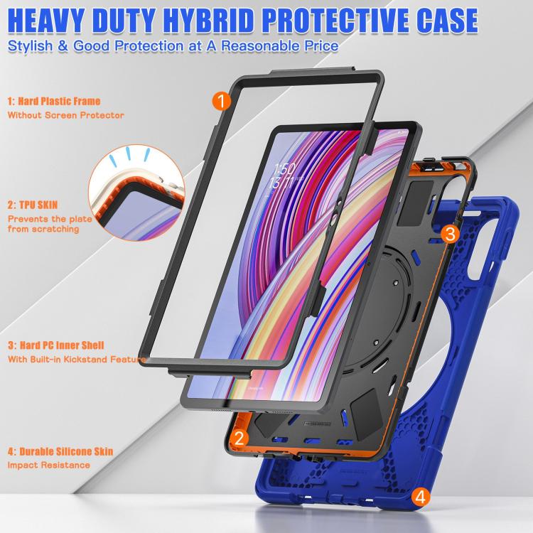 Funda Híbrida de Silicona para Tableta Xiaomi Redmi Pad Pro 12.1 con Soporte y Correa para El Hombro (Azul)