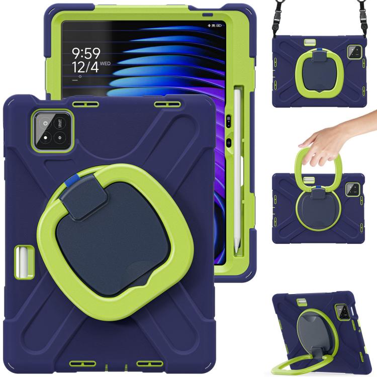 Funda Híbrida de Silicona para Tableta Xiaomi Pad 7/7 Pro con Soporte y Correa para El Hombro (Azul Marino Lima)