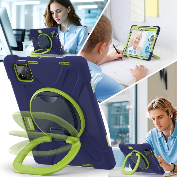 Funda Híbrida de Silicona para Tableta Xiaomi Pad 7/7 Pro con Soporte y Correa para El Hombro (Azul Marino Lima)