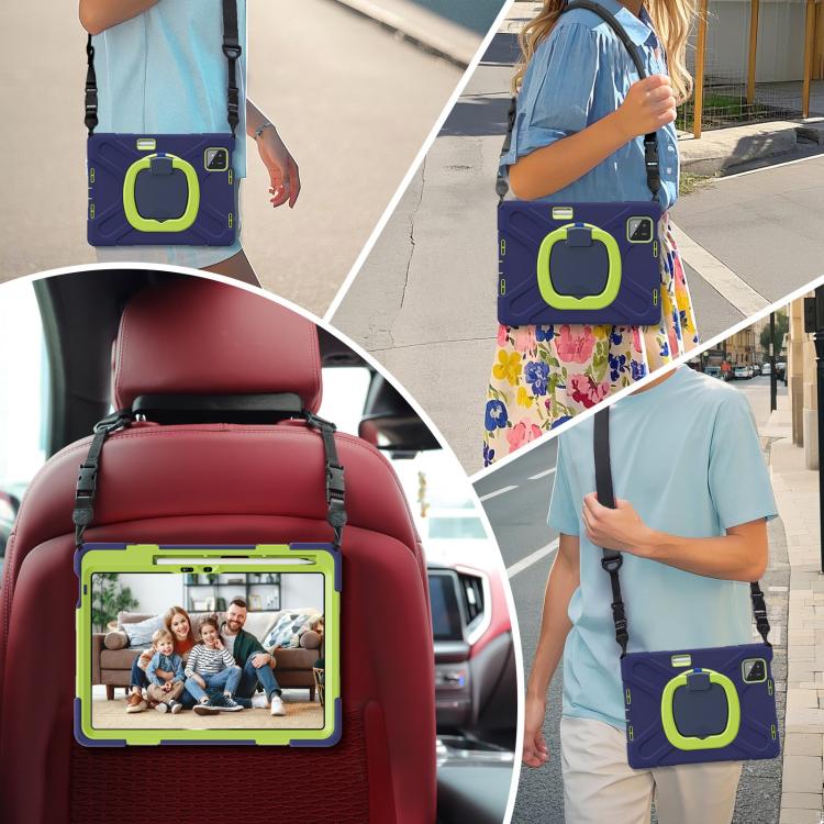 Funda Híbrida de Silicona para Tableta Xiaomi Pad 7/7 Pro con Soporte y Correa para El Hombro (Azul Marino Lima)