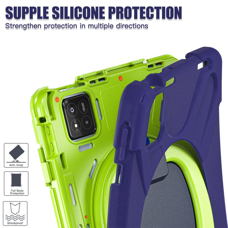 Funda Híbrida de Silicona para Tableta Xiaomi Pad 7/7 Pro con Soporte y Correa para El Hombro (Azul Marino Lima)