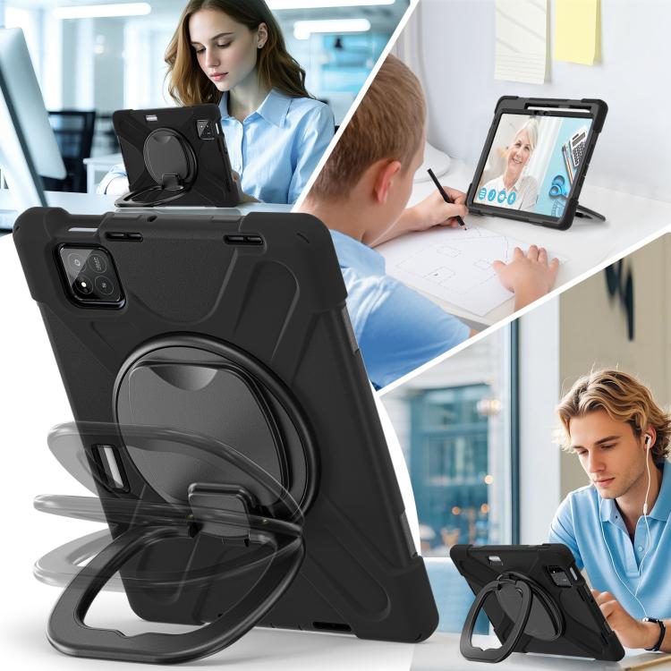 Funda Híbrida de Silicona para Tableta Xiaomi Pad 7/7 Pro con Soporte y Correa para El Hombro (Negra)