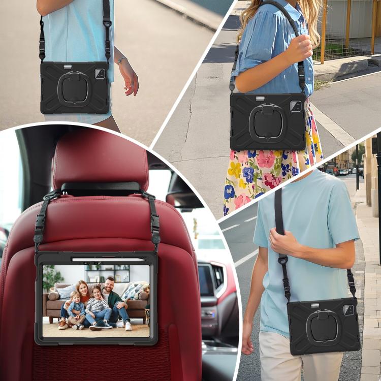 Funda Híbrida de Silicona para Tableta Xiaomi Pad 7/7 Pro con Soporte y Correa para El Hombro (Negra)