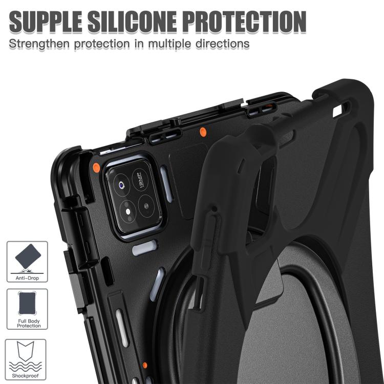 Funda Híbrida de Silicona para Tableta Xiaomi Pad 7/7 Pro con Soporte y Correa para El Hombro (Negra)