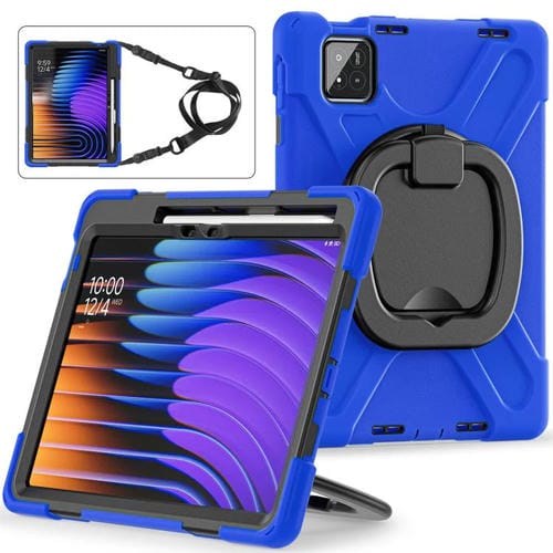 Funda Híbrida de Silicona para Tableta Xiaomi Pad 7/7 Pro con Soporte y Correa para El Hombro (Azul)