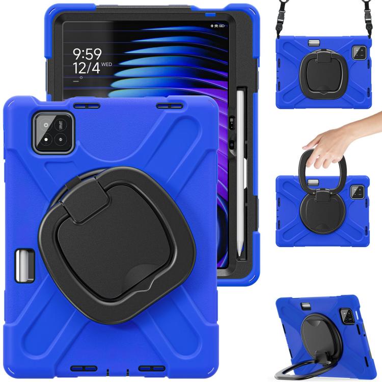 Funda Híbrida de Silicona para Tableta Xiaomi Pad 7/7 Pro con Soporte y Correa para El Hombro (Azul)
