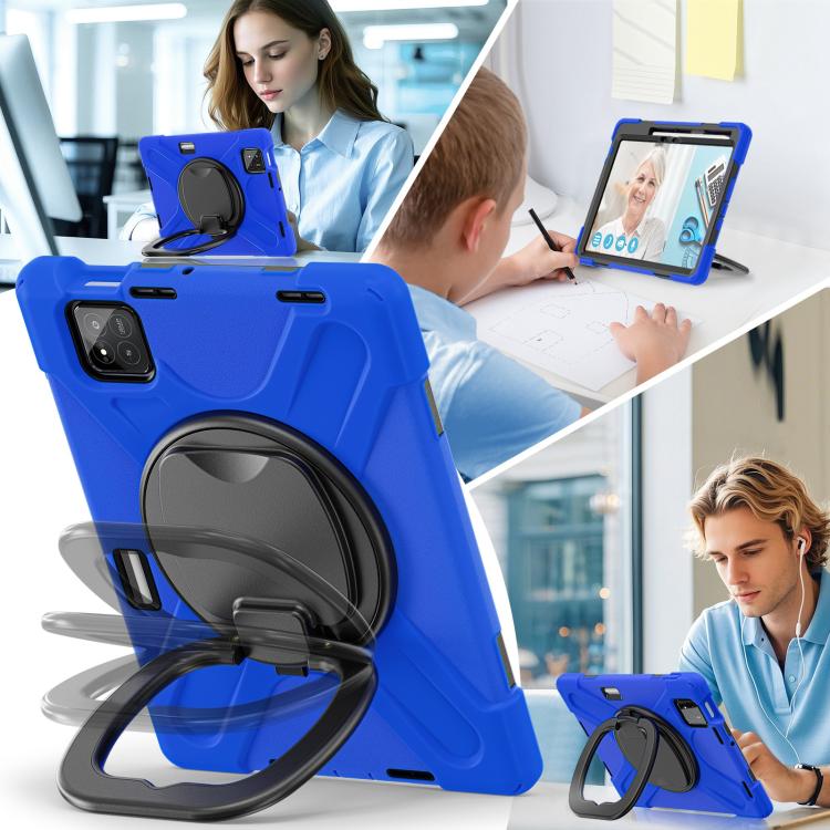 Funda Híbrida de Silicona para Tableta Xiaomi Pad 7/7 Pro con Soporte y Correa para El Hombro (Azul)