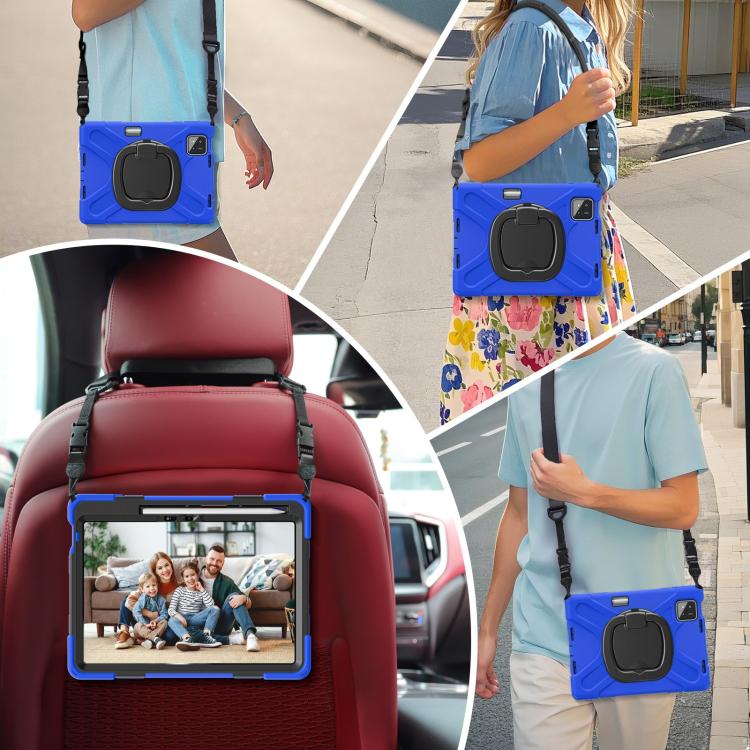 Funda Híbrida de Silicona para Tableta Xiaomi Pad 7/7 Pro con Soporte y Correa para El Hombro (Azul)