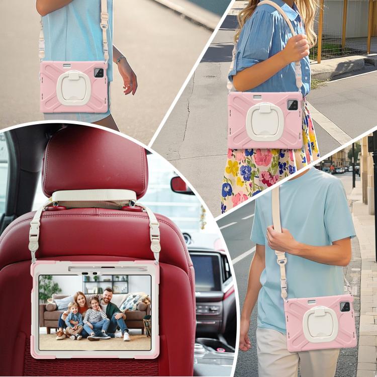 Funda Híbrida de Silicona para Tableta Xiaomi Pad 7/7 Pro con Soporte y Correa para El Hombro (Rosa Cerezo)