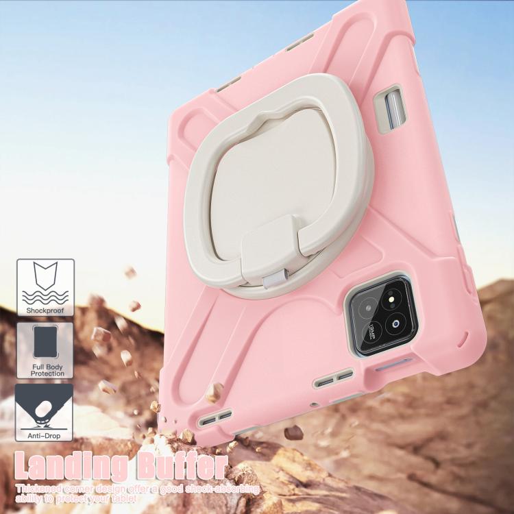 Funda Híbrida de Silicona para Tableta Xiaomi Pad 7/7 Pro con Soporte y Correa para El Hombro (Rosa Cerezo)