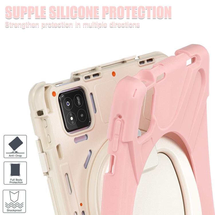 Funda Híbrida de Silicona para Tableta Xiaomi Pad 7/7 Pro con Soporte y Correa para El Hombro (Rosa Cerezo)