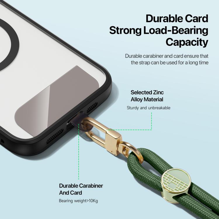 Cordón ajustable para teléfono bandolera Dux Ducis Garden diseño mosaicos (Verde Militar)