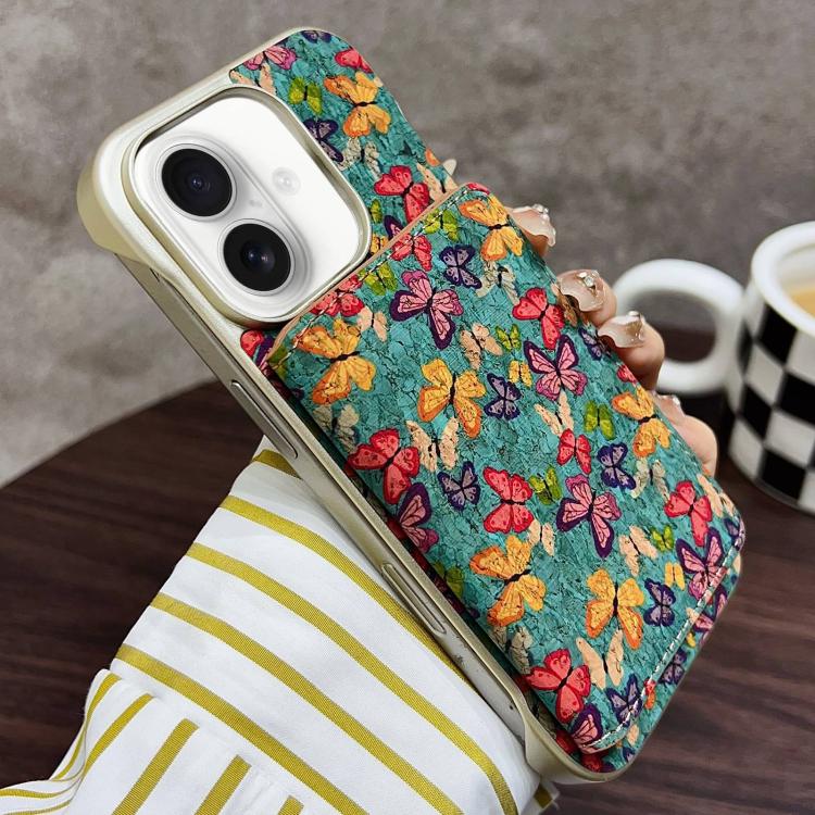 Estuche para Teléfono Denior D24 Paint con Ranura para Tarjeta Magsafe para iPhone 16 (Mariposas Azules)
