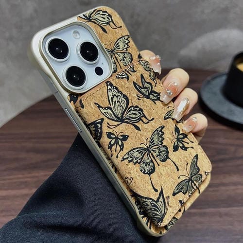 Funda para iPhone 14 Pro Denior D24 Paint con Ranura para Tarjeta Magsafe (Mariposas Doradas)