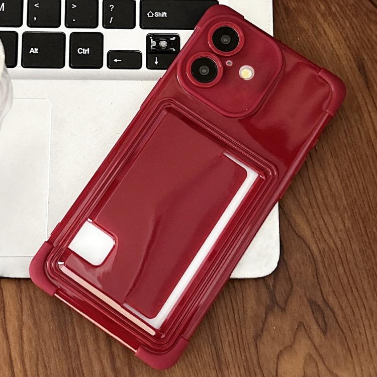 Funda TPU con Ranura para Tarjeta Lateral iPhone 16 Plus (Rojo)