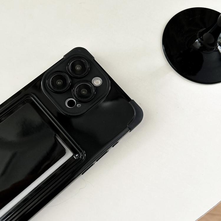 Funda de TPU iPhone 14 Pro Max Ranura para Tarjeta Color Macarrón (Negra)