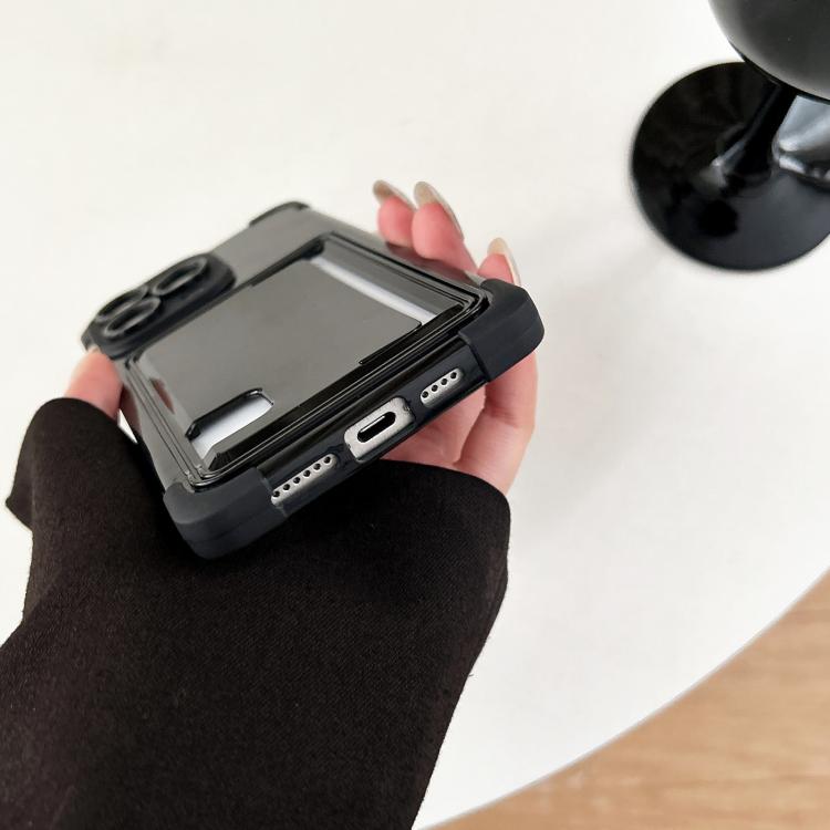 Funda de TPU iPhone 14 Pro Max Ranura para Tarjeta Color Macarrón (Negra)