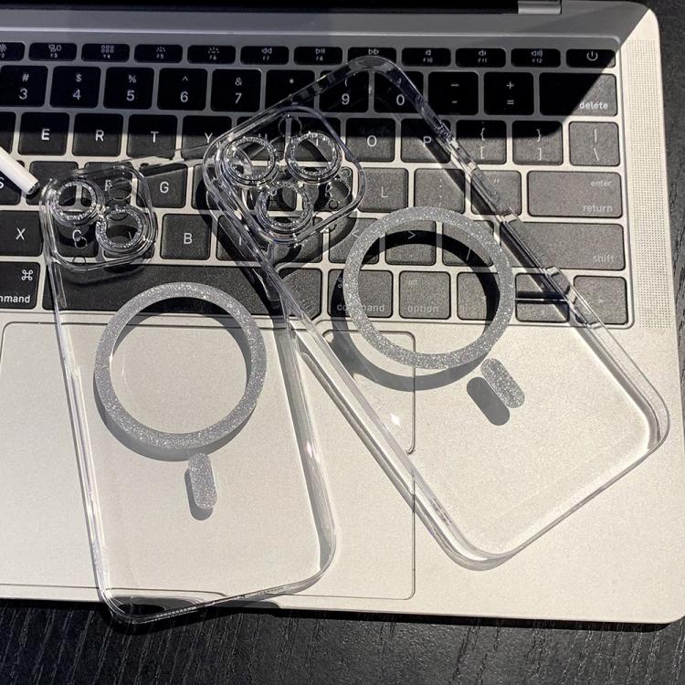 Funda para Teléfono con Anillo Magnético Purpurina y Magsafe iPhone 15 Plus (Transparente)