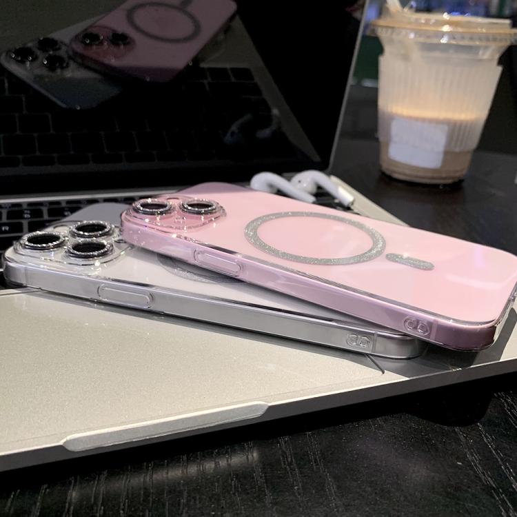 Funda para Teléfono con Anillo Magnético Purpurina y Magsafe iPhone 15 Plus (Transparente)