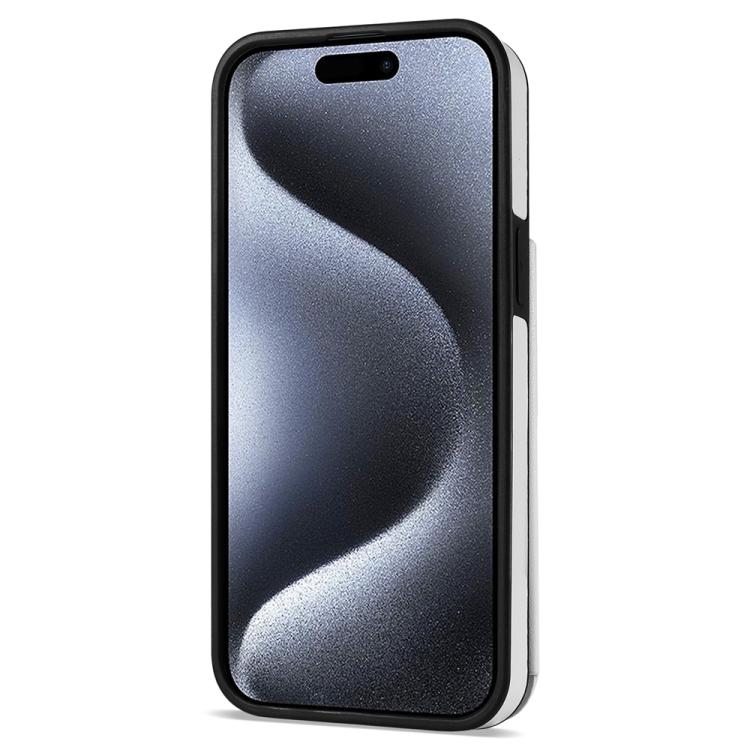 Estuche para Teléfono iPhone 11 con Ranuras para Tarjetas y Hebilla Doble Rombal con Cordón (Blanco)