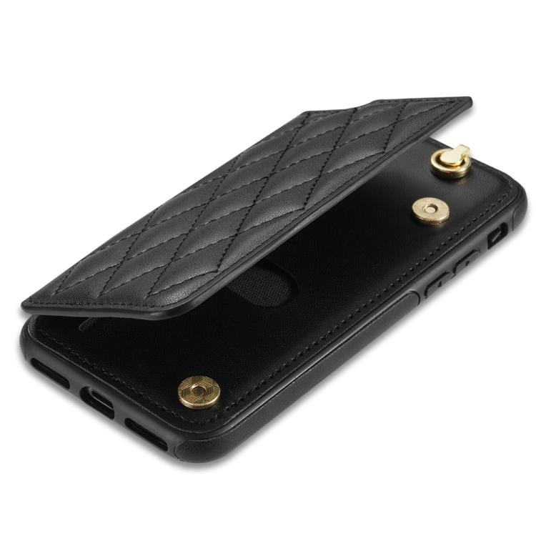 Estuche para Teléfono iPhone 8 Plus 7 Plus Ranuras Tarjetas Hebilla Doble Cordón (Negro)