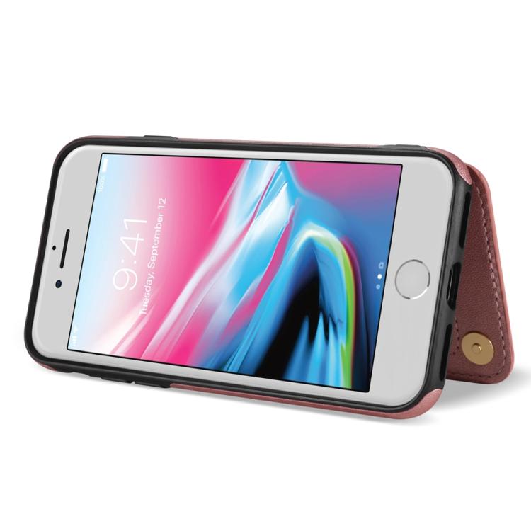 Estuche para Teléfono Rombal iPhone 8 Plus/7 Plus Ranuras Tarjetas Hebilla Cordón (Oro Rosa)