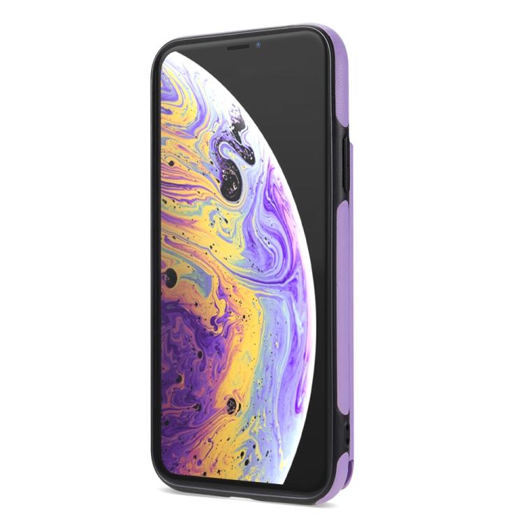 Estuche para Teléfono iPhone X/Xs Ranuras para Tarjetas Hebilla Doble Cordón (Morado)