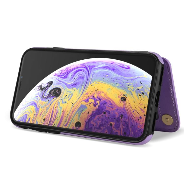 Estuche para Teléfono Rombal para iPhone Xr con Ranuras para Tarjetas y Cordón (Morado)