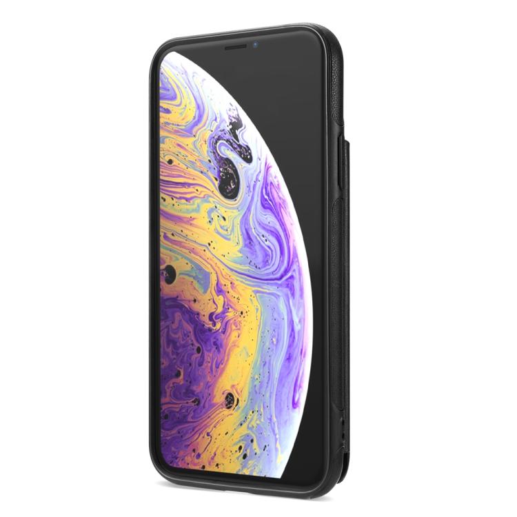 Estuche para Teléfono iPhone Xs Max con Ranuras para Tarjetas y Hebilla Doble Rombal con Cordón (Negro)