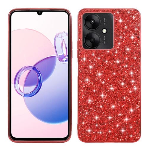 Funda De Tpu A Prueba De Golpes Con Purpurina En Polvo Para Xiaomi 14T (Roja)