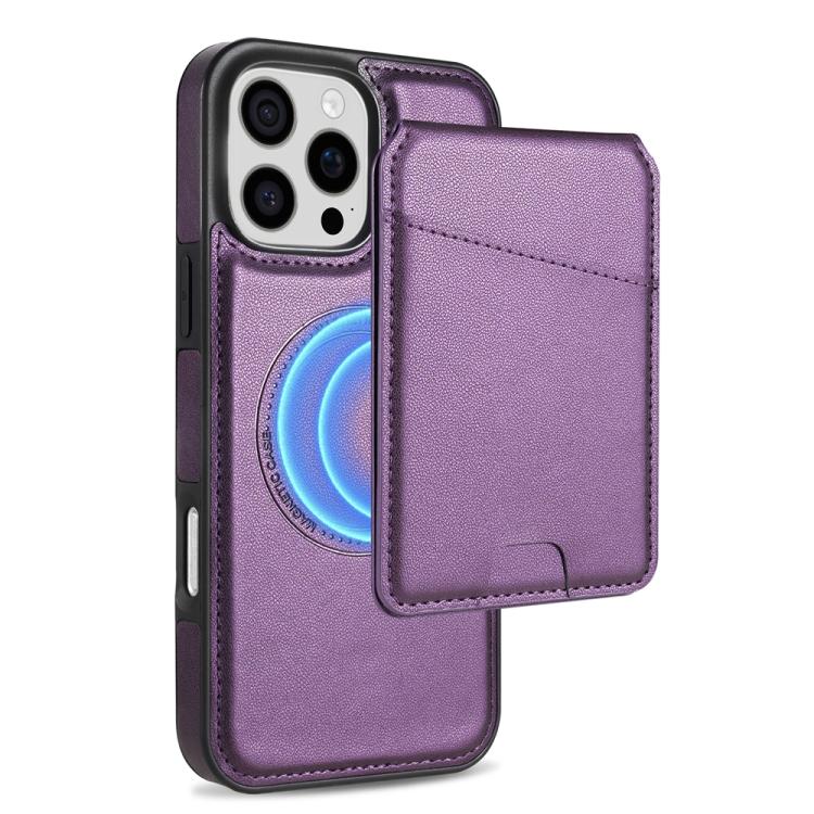 Funda para Teléfono Magsafe con Tarjetero Desmontable para iPhone 16 Pro (Morado)