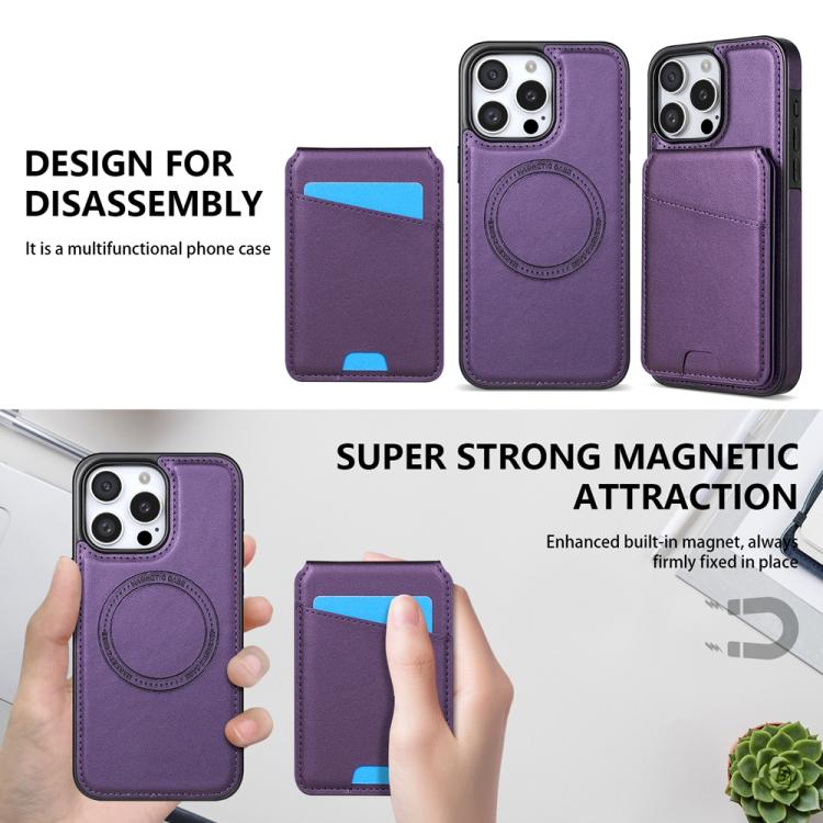 Funda para teléfono Magsafe iPhone 12 Pro Max con tarjetero desmontable (Morado)