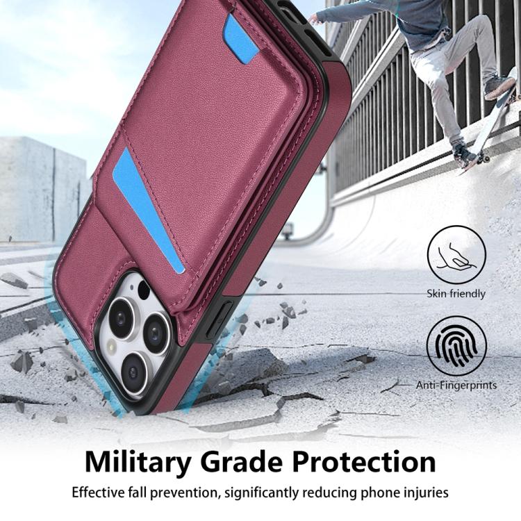 Funda para Teléfono Magsafe iPhone 11 Pro con Tarjetero Desmontable (Rojo Vino)