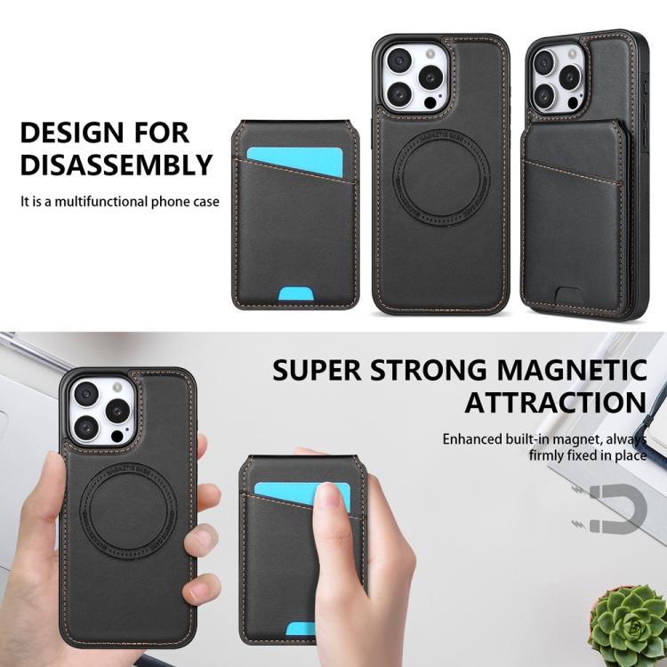 Funda para teléfono Magsafe iPhone 11 Pro Max con tarjetero desmontable (Negra)