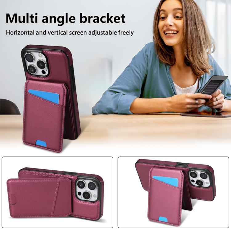 Funda para teléfono Magsafe iPhone 11 Pro Max con tarjetero desmontable (Rojo Vino)