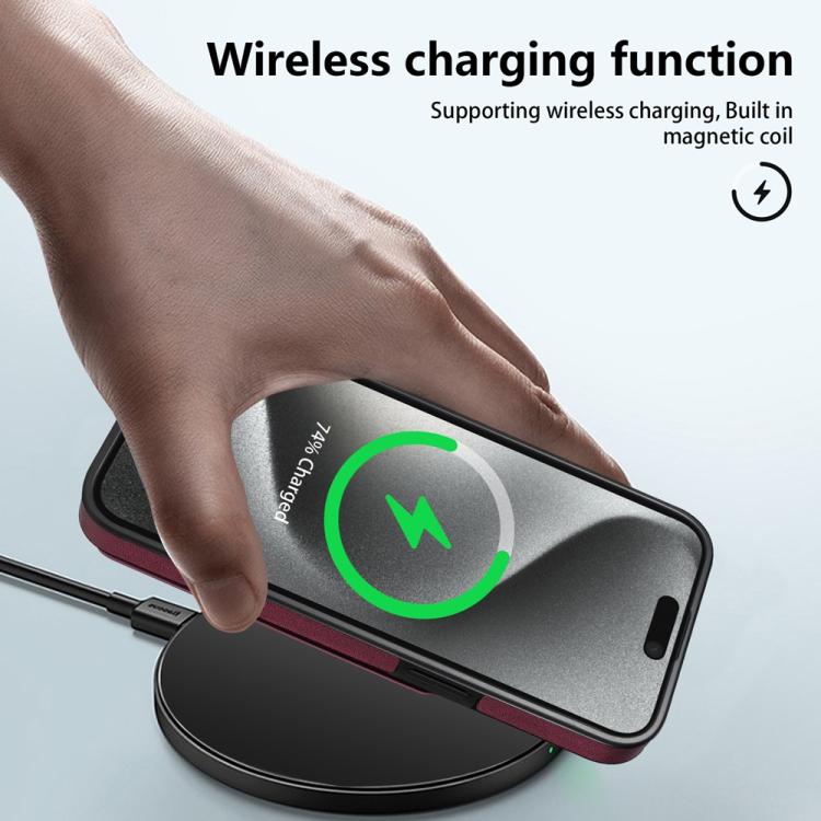 Funda para teléfono Magsafe iPhone 11 Pro Max con tarjetero desmontable (Rojo Vino)
