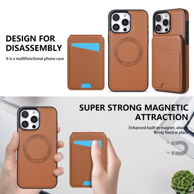 Funda para Teléfono Magsafe iPhone 11 Pro Max con Tarjetero Desmontable (Marrón)