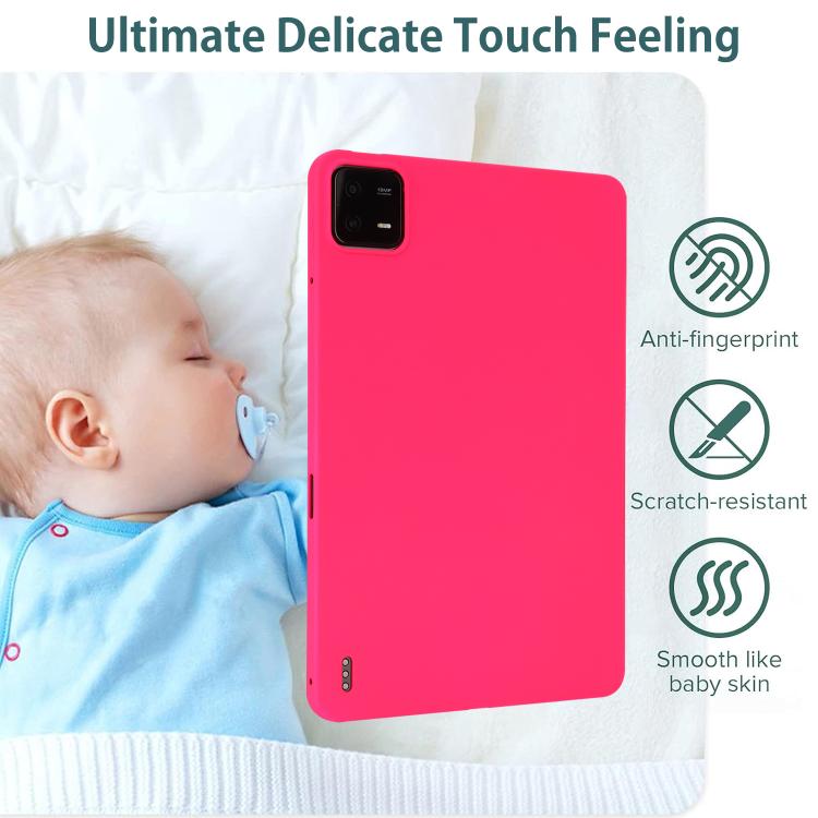 Funda para Tableta de TPU con Protección para la Piel y con Pulverizador de Aceite de 8,7 Pulgadas para Redmi Pad Se 4G (Rosa Roja)