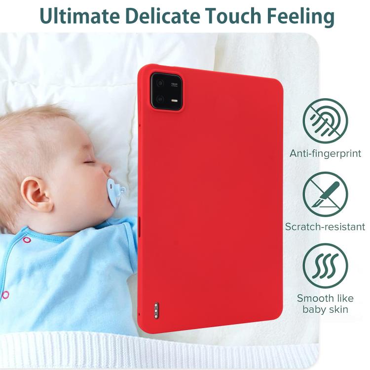 Funda de TPU para Tableta con Pulverizador de Aceite y Agradable para la Piel para Xiaomi Pad 7 (Roja)