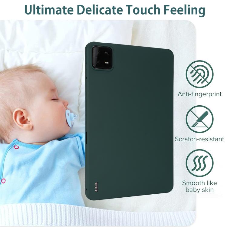 Funda de TPU para Tableta con Pulverizador de Aceite y Agradable para la Piel para Xiaomi Pad 7 (Verde Oscuro)