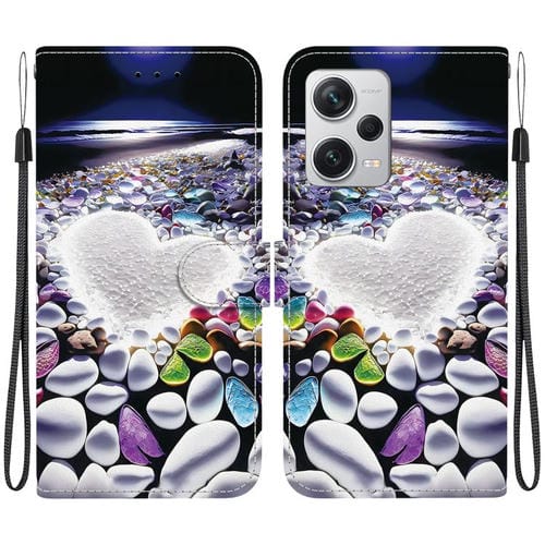 Funda de Cuero con Dibujo de Colores y Textura de Cristal para Redmi Note 12 Pro+ 5G (En Forma de Corazón)